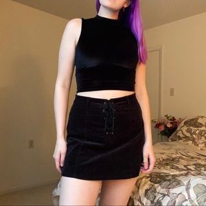 Brandy Melville Black Cropped Velvet Tank